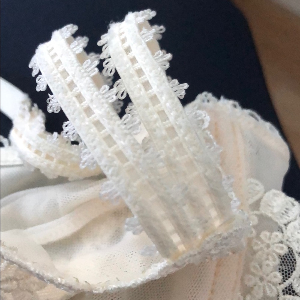 MESH/ EMBROIDERED LACE OFF WHITE/ IVORY BRA - Picture 13 of 13